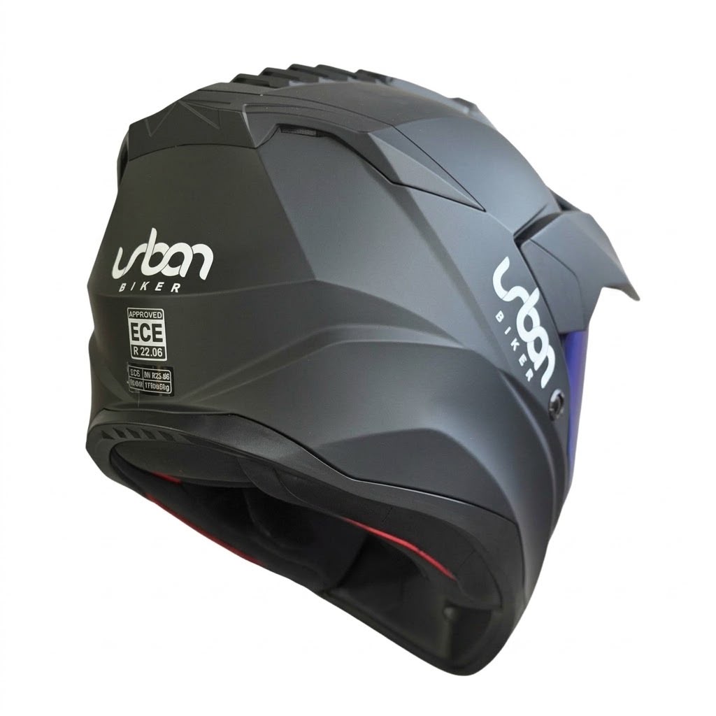 CASCO CERTIFICADO DOBLE PROPÓSITO URBAN BIKER – URBAN 89 OBSIDIAN CON VISOR AZUL + VISOR TRANSPARENTE + PELÍCULA ANTIEMPAÑANTE - Imagen 6