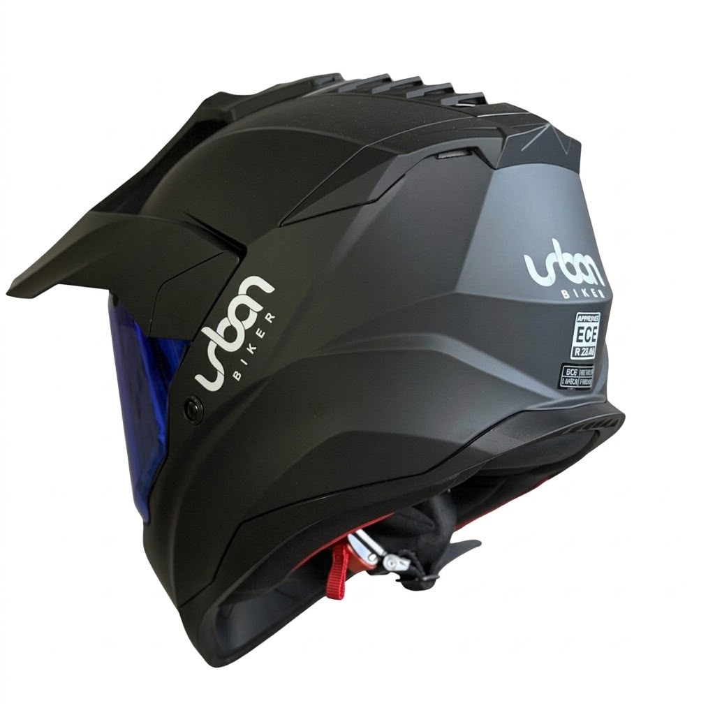 CASCO CERTIFICADO DOBLE PROPÓSITO URBAN BIKER – URBAN 89 OBSIDIAN CON VISOR AZUL + VISOR TRANSPARENTE + PELÍCULA ANTIEMPAÑANTE - Imagen 5