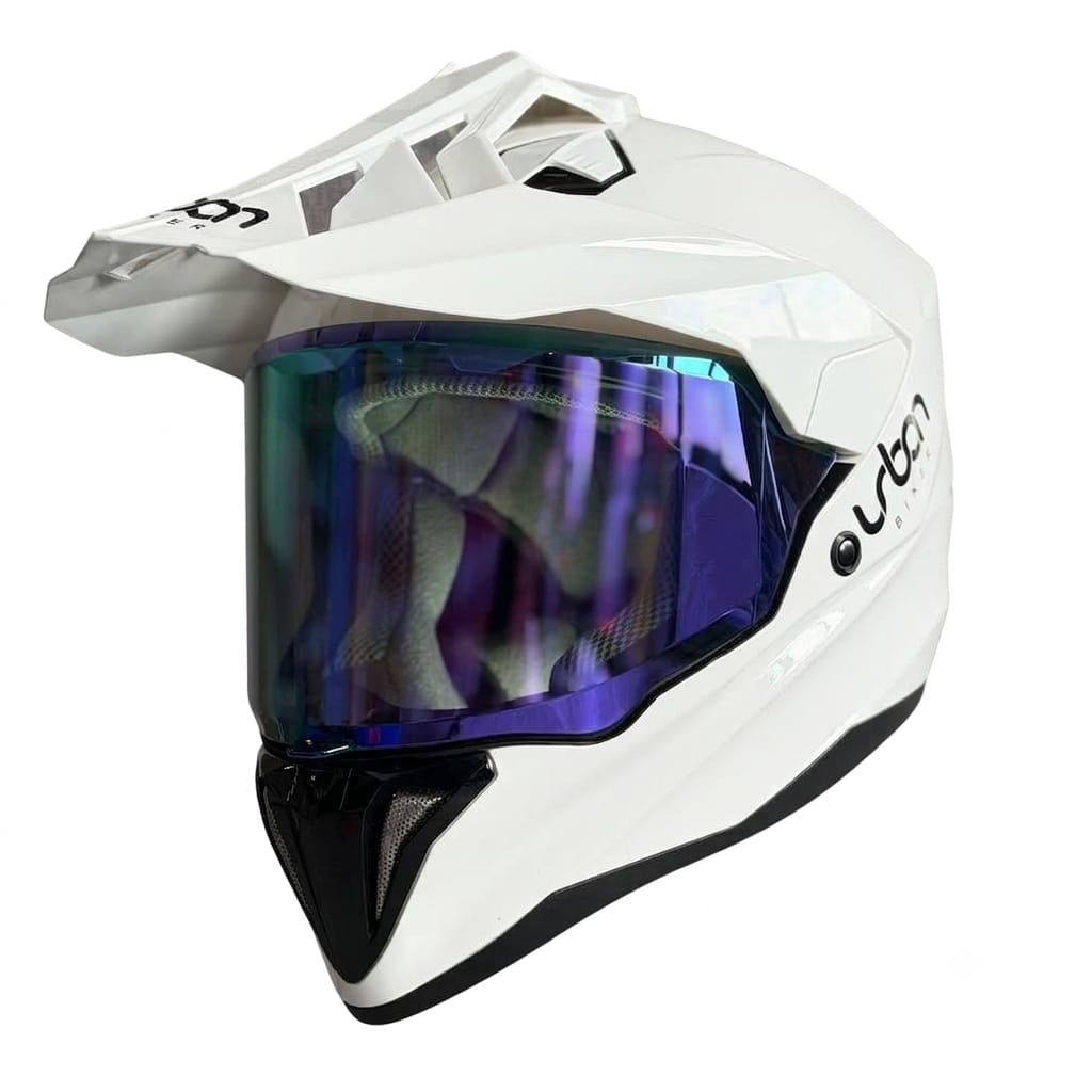 CASCO CERTIFICADO DOBLE PROPÓSITO URBAN BIKER – URBAN 89 PEARL BLAZE CON VISOR MORADO + VISOR TRANSPARENTE + PELÍCULA ANTIEMPAÑANTE - Imagen 2
