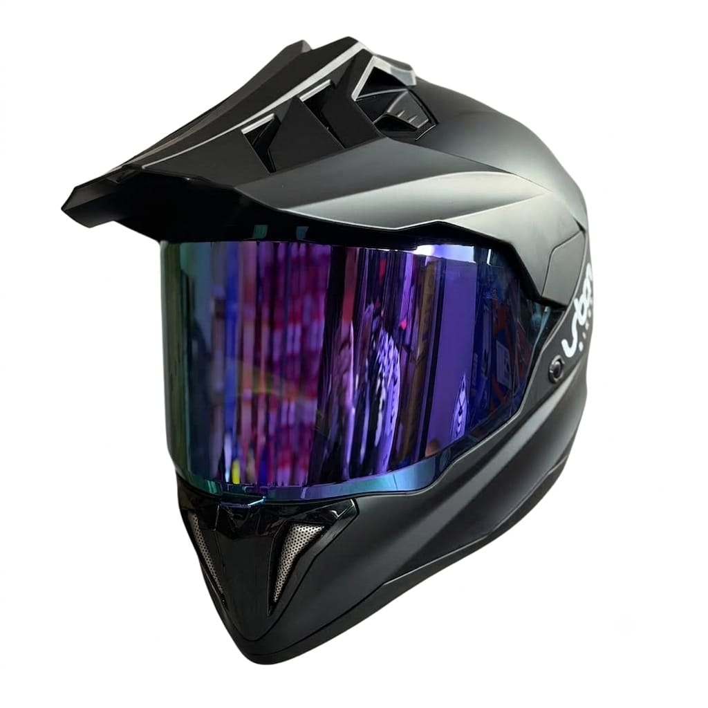 CASCO CERTIFICADO DOBLE PROPÓSITO URBAN BIKER – URBAN 89 OBSIDIAN CON VISOR MORADO + VISOR TRANSPARENTE + PELÍCULA ANTIEMPAÑANTE - Imagen 3