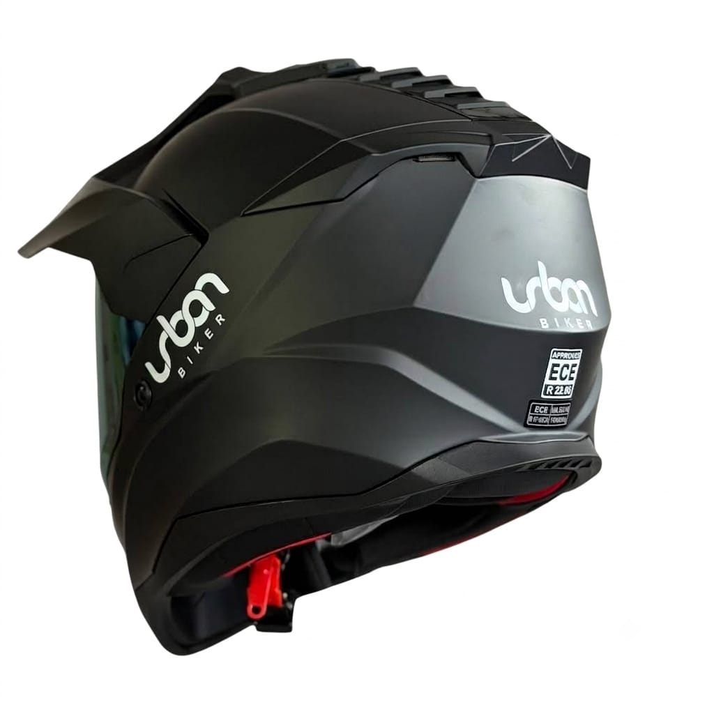 CASCO CERTIFICADO DOBLE PROPÓSITO URBAN BIKER – URBAN 89 OBSIDIAN CON VISOR MORADO + VISOR TRANSPARENTE + PELÍCULA ANTIEMPAÑANTE - Imagen 5