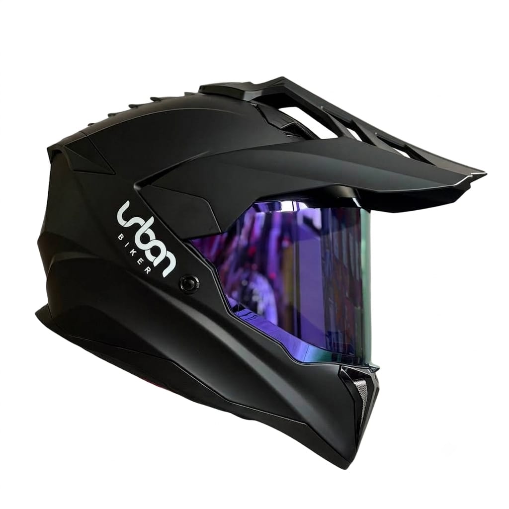 CASCO CERTIFICADO DOBLE PROPÓSITO URBAN BIKER – URBAN 89 OBSIDIAN CON VISOR MORADO + VISOR TRANSPARENTE + PELÍCULA ANTIEMPAÑANTE - Imagen 2