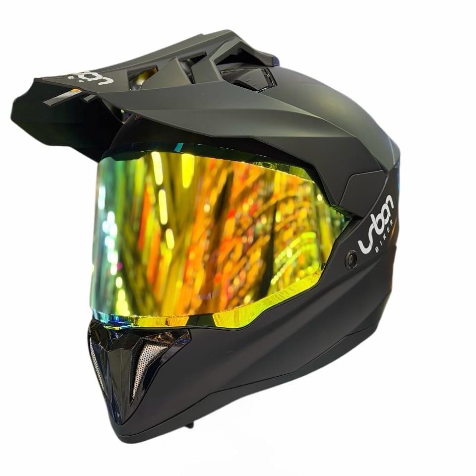 CASCO CERTIFICADO DOBLE PROPÓSITO URBAN BIKER - URBAN 89 OBSIDIAN CON VISOR DORADO TORNASOL + VISOR TRANSPARENTE + PELÍCULA ANTIEMPAÑANTE - Imagen 3