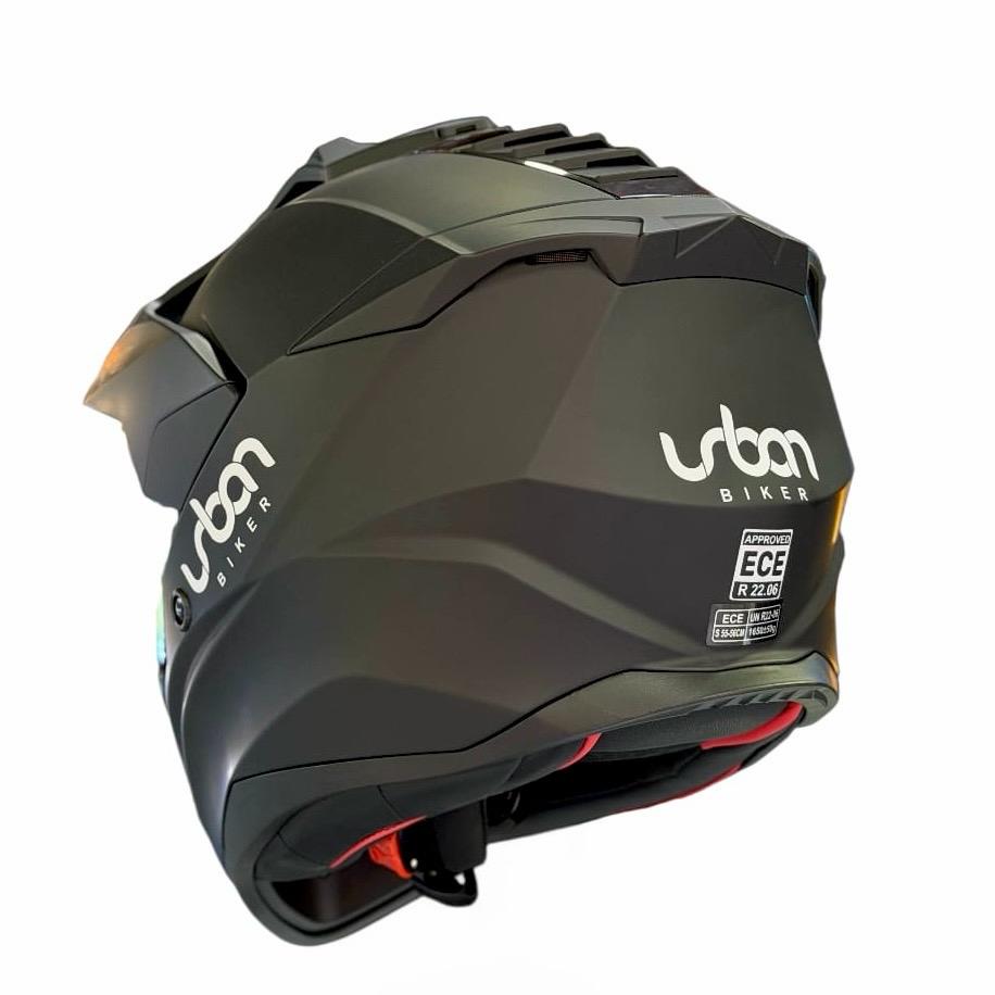 CASCO CERTIFICADO DOBLE PROPÓSITO URBAN BIKER - URBAN 89 OBSIDIAN CON VISOR DORADO TORNASOL + VISOR TRANSPARENTE + PELÍCULA ANTIEMPAÑANTE - Imagen 7