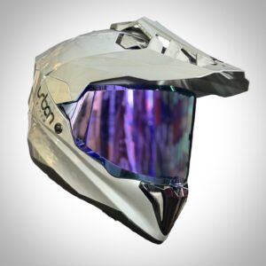 CASCO CERTIFICADO DOBLE PROPÓSITO URBAN BIKER - URBAN 89 TITANIUM STORM CON VISOR MORADO + VISOR TRANSPARENTE + PELÍCULA ANTIEMPAÑANTE