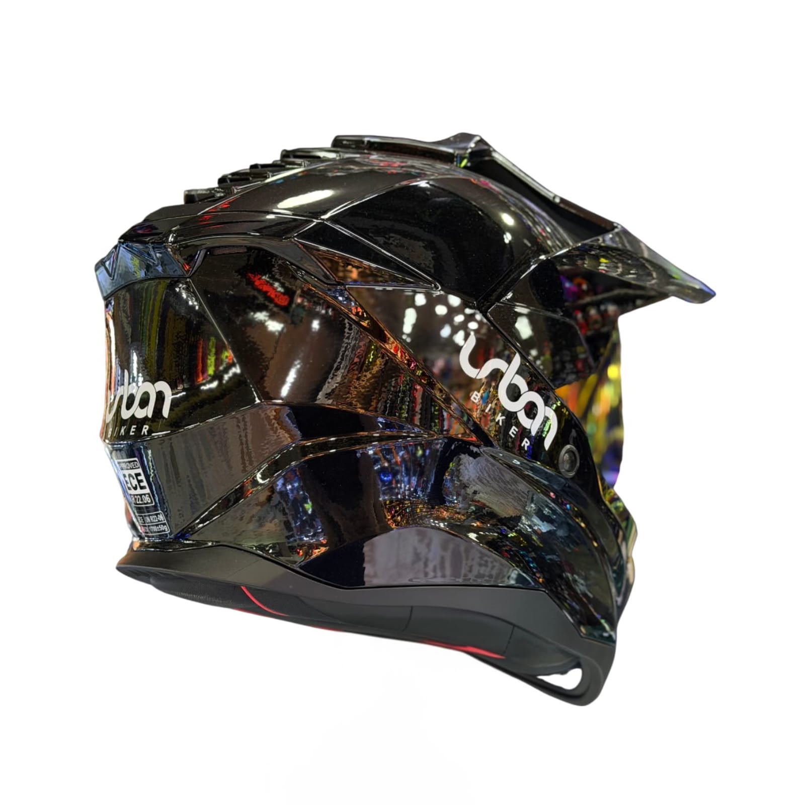 CASCO CERTIFICADO DOBLE PROPÓSITO URBAN BIKER - URBAN 89 OBSIDIAN SHINE CON VISOR ROJO TORNASOL + VISOR TRANSPARENTE + PELÍCULA ANTIEMPAÑANTE - Imagen 6