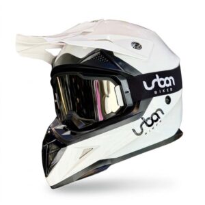CASCO CERTIFICADO CROSS URBAN BIKER URBAN14 - PEARL WHITE + GAFAS URBAN101