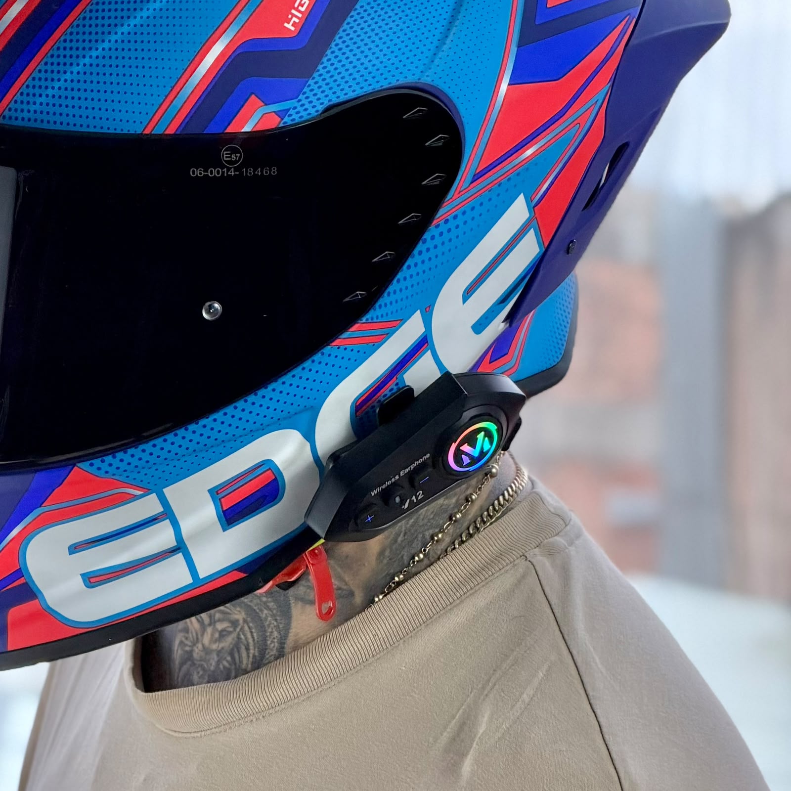 COMBO CASCO CERTIFICADO EDGE KINETIC + BLUETOOTH Y12 - Imagen 5
