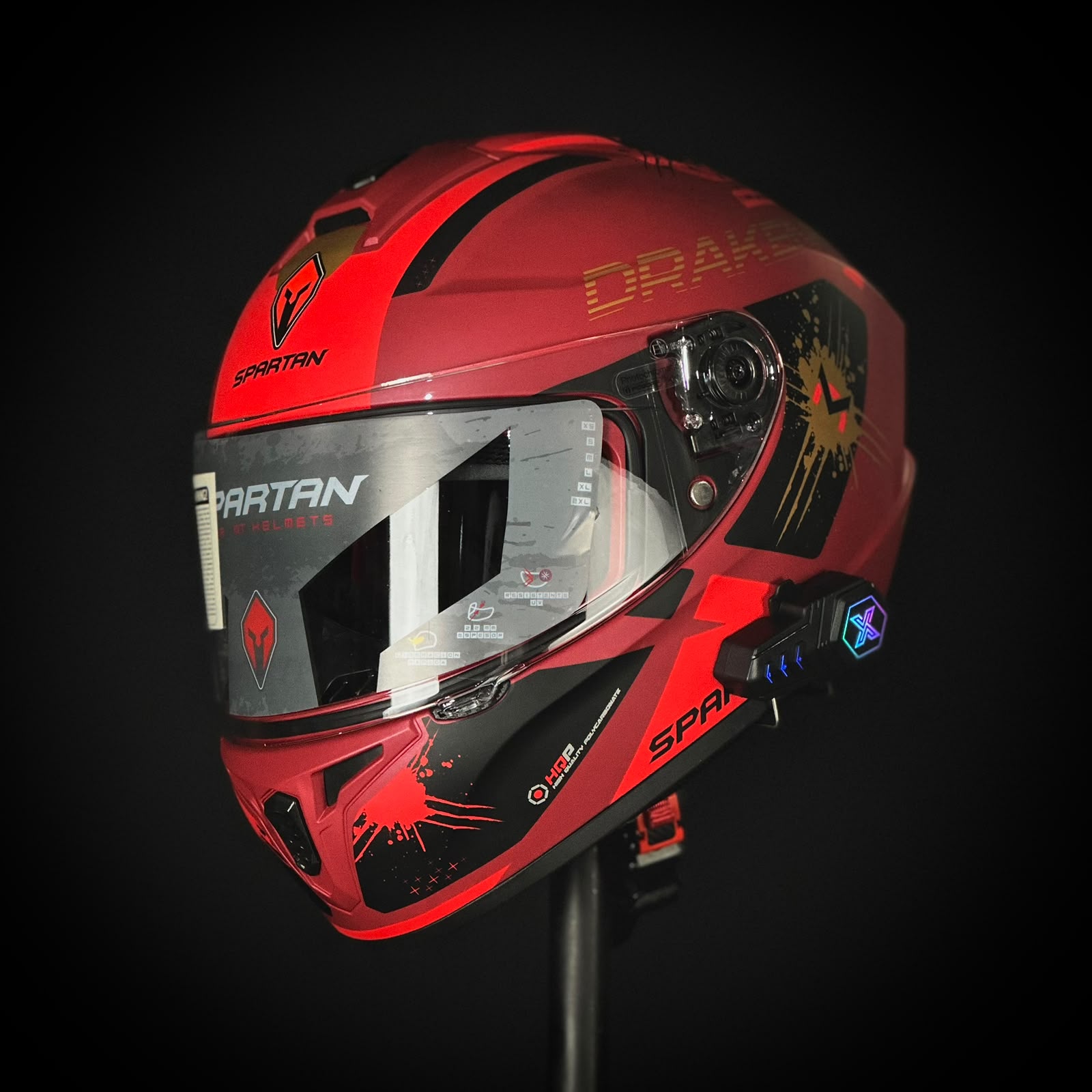 CASCO CERTIFICADO SPARTAN CRIMSON + BLUETOOTH X20 - Imagen 3