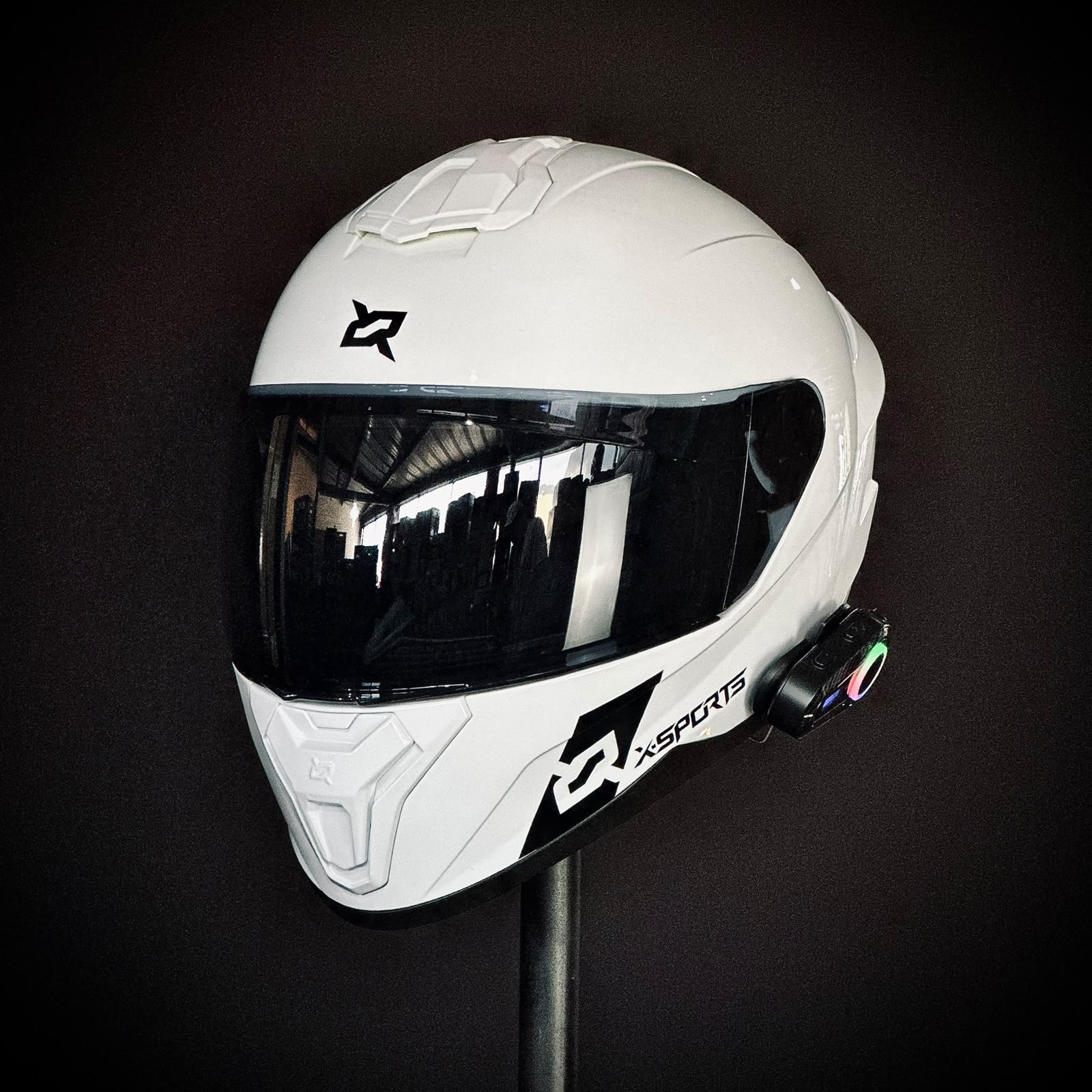CASCO CERTIFICADO X-SPORTS GHOST CON VISOR NEGRO + TRANSPARENTE + INTERCOMUNICADOR Q08 - Imagen 3