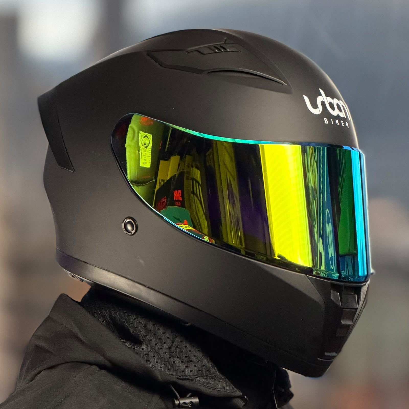 COMBO CASCO CERTIFICADO URBAN BIKER - URBAN 53 ECLIPSE CON VISOR DORADO IRIDIUM + VISOR TRANSPARENTE + BLUETOOTH Y12 - Imagen 2