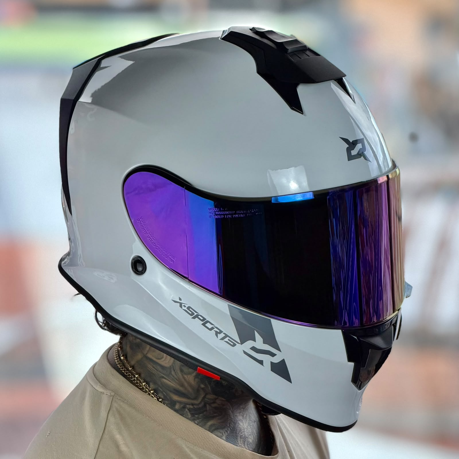 COMBO CASCO CERTIFICADO X-SPORTS WHITE SPECTRA CON VISOR IRIDIUM + VISOR TRANSPARENTE + INTERCOMUNICADOR Y12PRO - Imagen 2