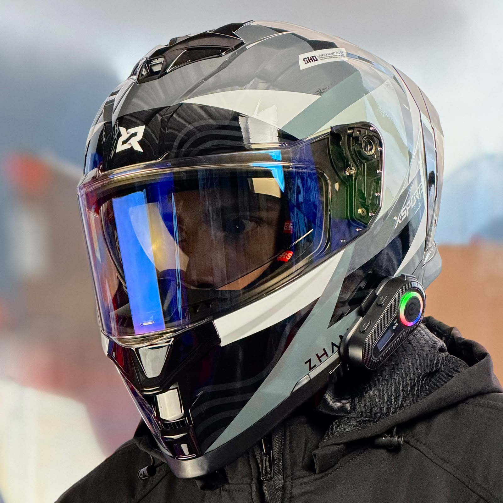 CASCO CERTIFICADO X-SPORTS CYBER GRAY CON VISOR FOTOCROMÁTICO + INTERCOMUNICADOR Q08 - Imagen 4