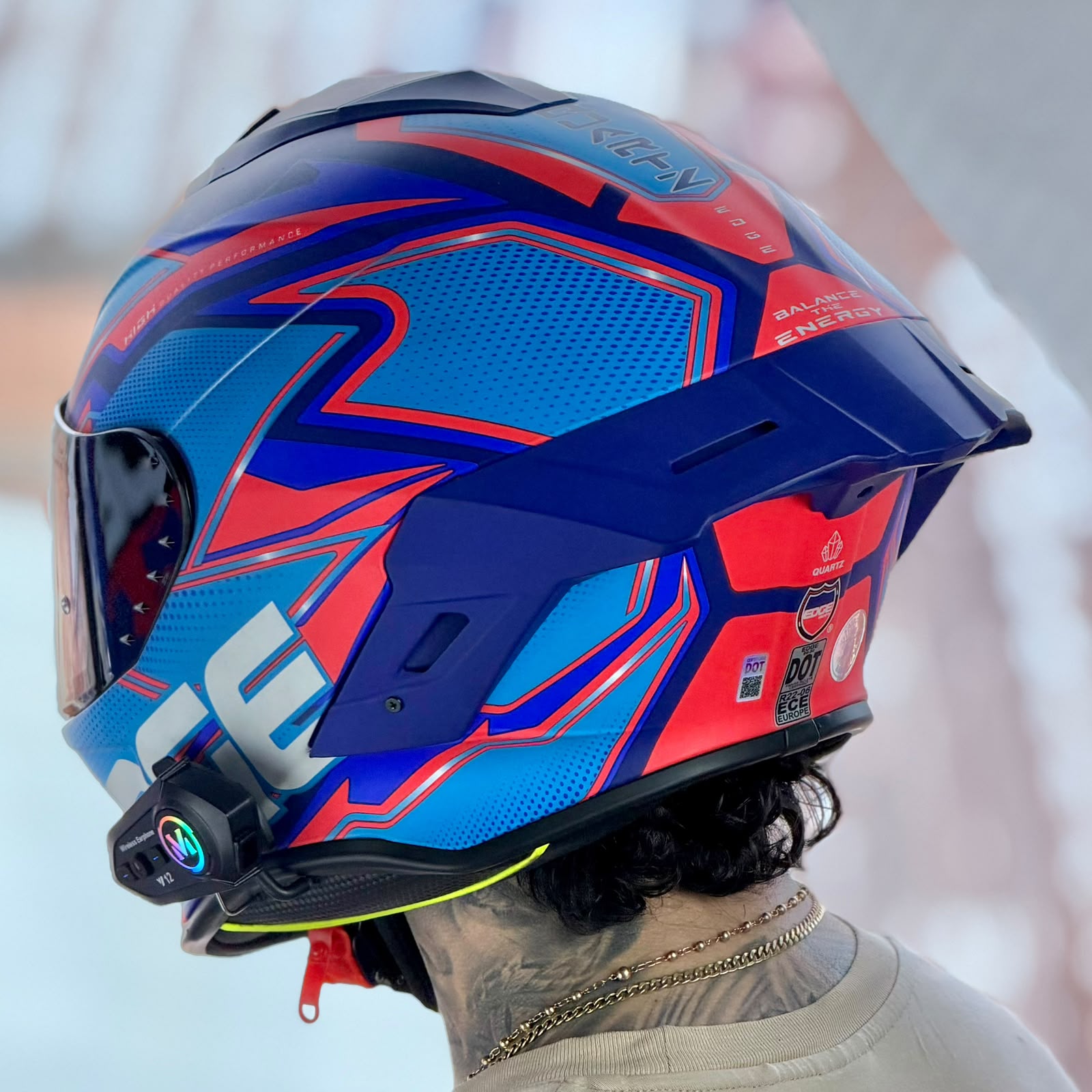 COMBO CASCO CERTIFICADO EDGE KINETIC + BLUETOOTH Y12 - Imagen 7