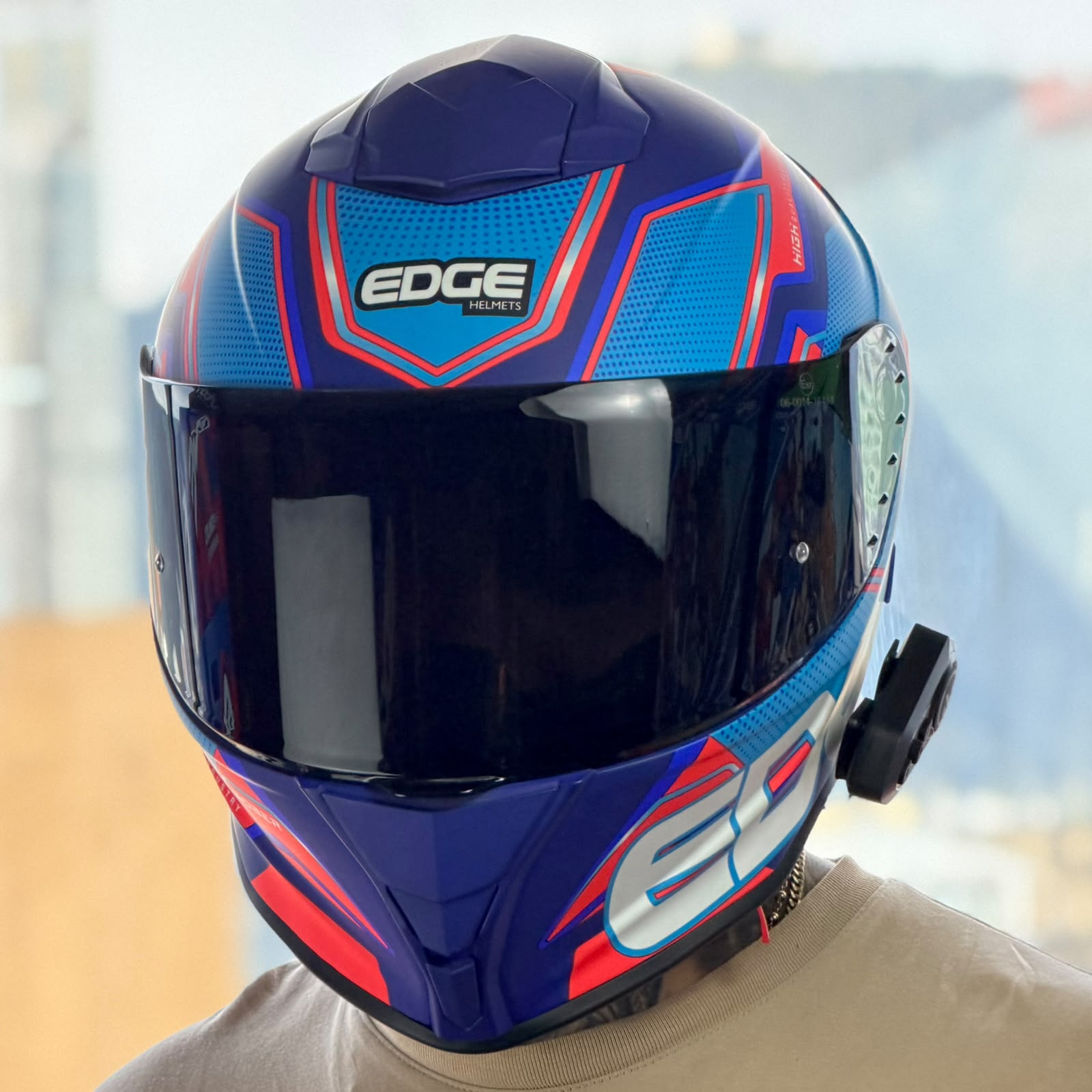 COMBO CASCO CERTIFICADO EDGE KINETIC + BLUETOOTH Y12 - Imagen 4