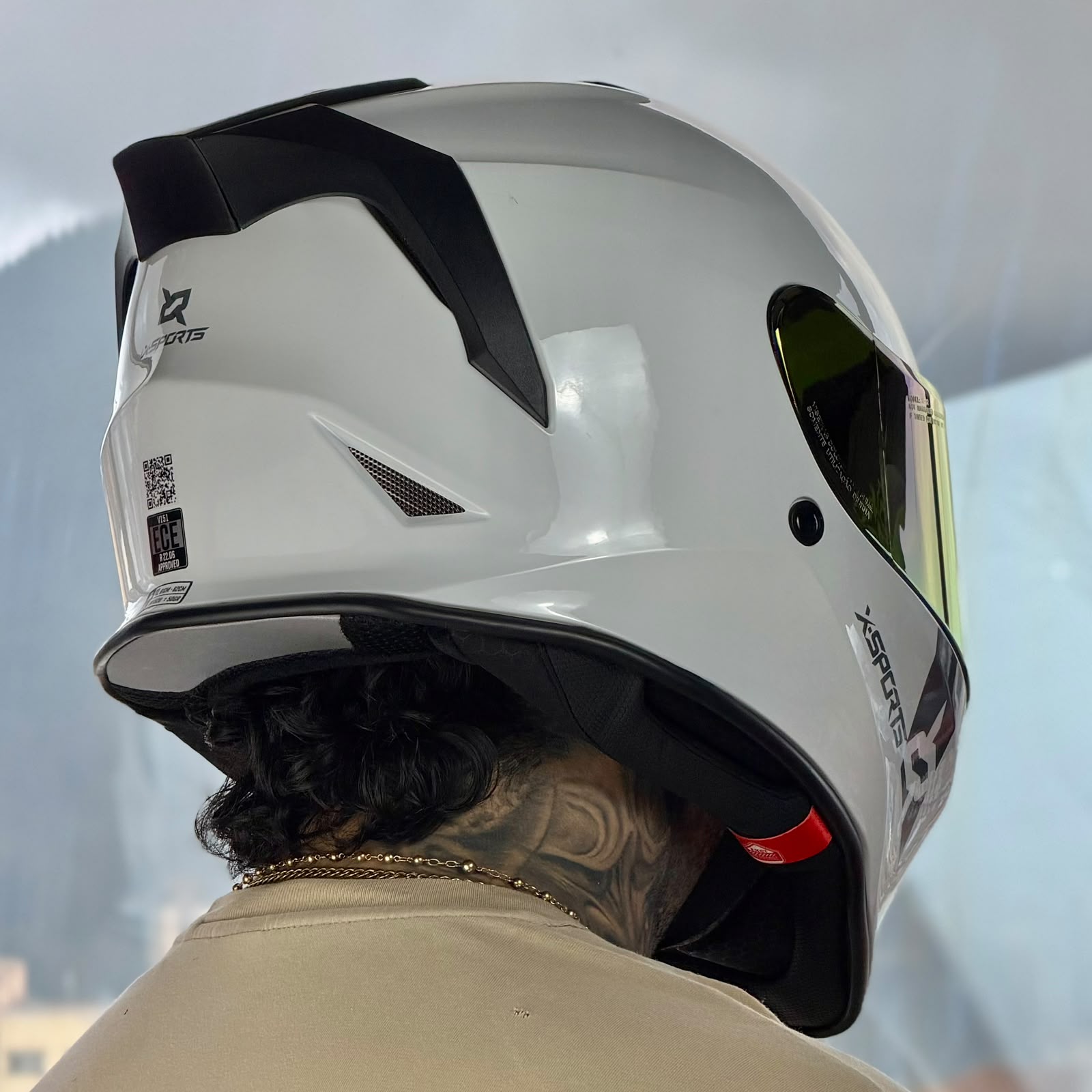 COMBO CASCO CERTIFICADO X-SPORTS WHITE SPECTRA CON VISOR IRIDIUM + VISOR TRANSPARENTE + INTERCOMUNICADOR Y12PRO - Imagen 4