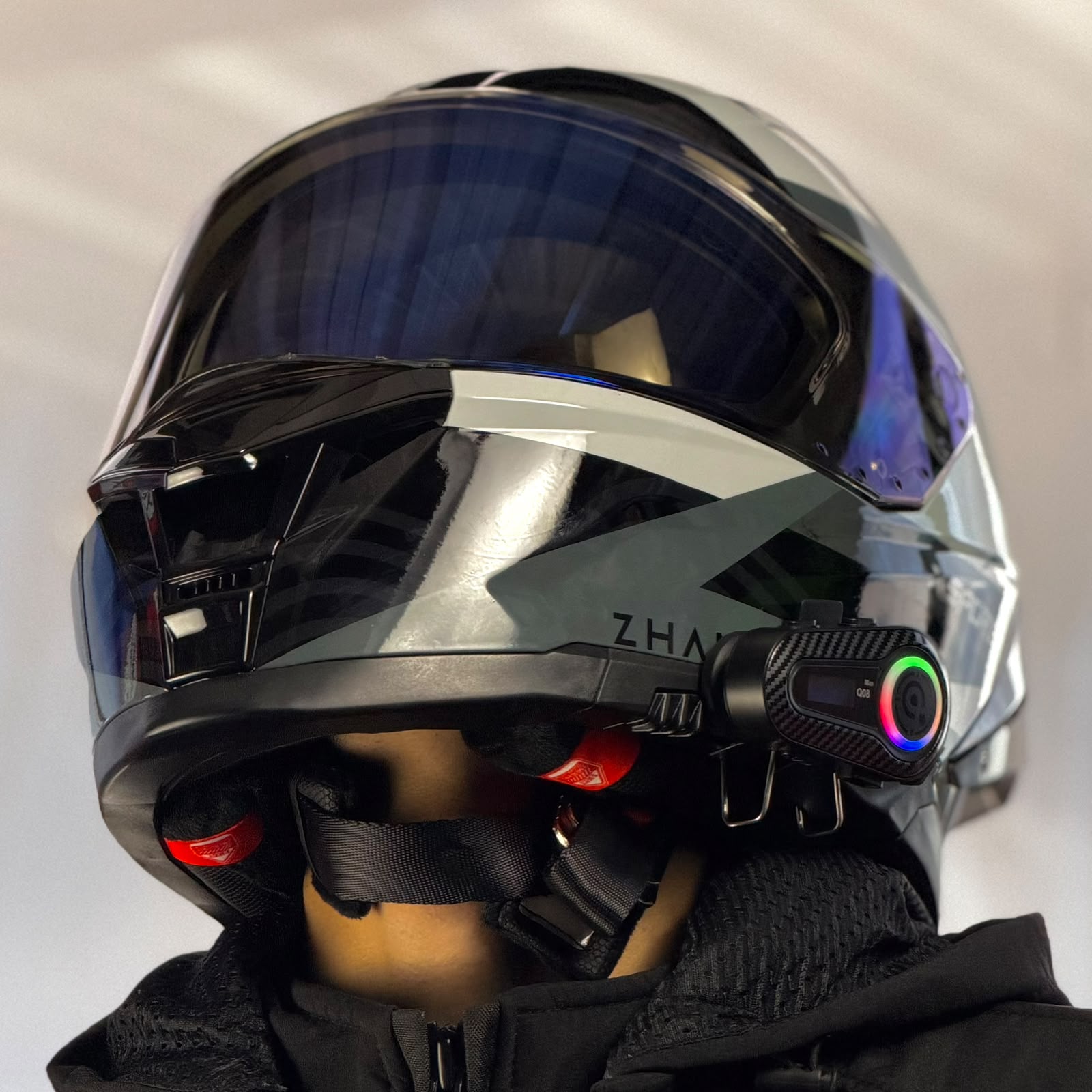 CASCO CERTIFICADO X-SPORTS CYBER GRAY CON VISOR FOTOCROMÁTICO + INTERCOMUNICADOR Q08 - Imagen 8