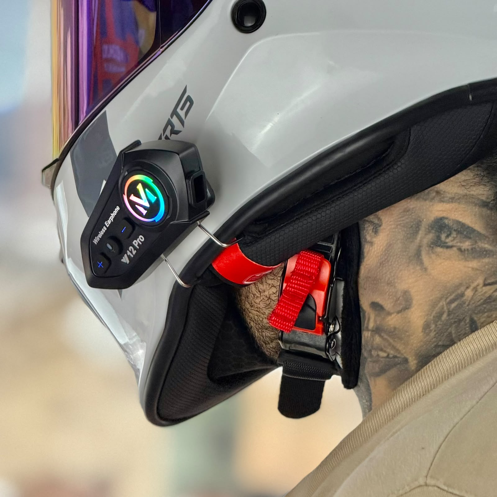 COMBO CASCO CERTIFICADO X-SPORTS WHITE SPECTRA CON VISOR IRIDIUM + VISOR TRANSPARENTE + INTERCOMUNICADOR Y12PRO - Imagen 7